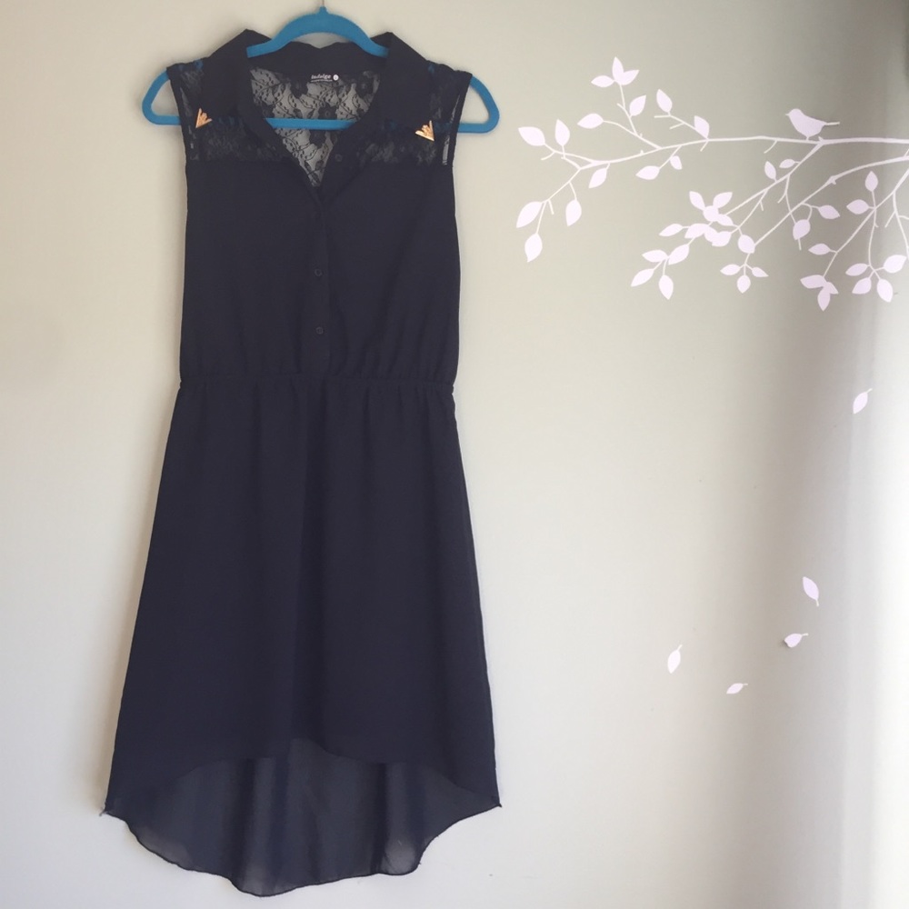 Black High-Low Chiffon Dress